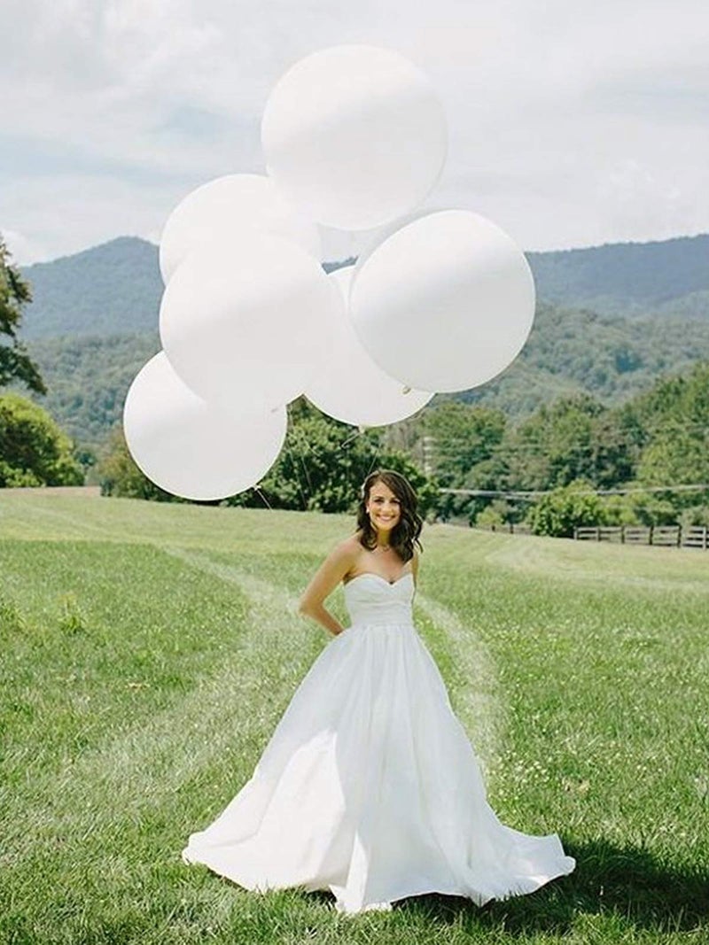 iShyan 36 inch White Latex Balloons Large Round Balloon for Birthday Wedding Party Decorations,6 pcs - Image 2